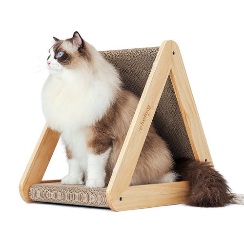 Hideout Wooden Cat Scratching Post with Replaceable Cardboard Inserts