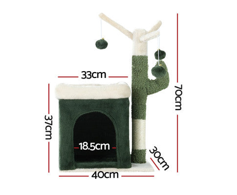 70cm Cat Scratching Post Wood Condo - Green