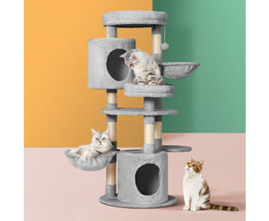 123cm Cat Scratching Post Wood Condo - Grey