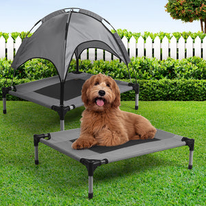 Trampoline Dog Bed with Canopy - Grey