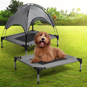 Trampoline Dog Bed with Canopy - Grey