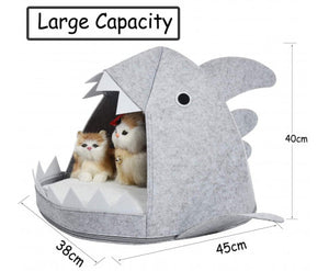 45x45x38cm SHARK SHAPE PET CAVE BED FOR CATS AND SMALL DOGS