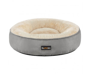 50cm Dog Sofa Bed Round Shape Fabric - Light Grey