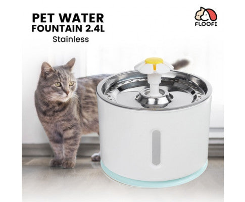 2.4L WITH STAINLESS STEEL BLUE DOG & CAT DRINKING FOUNTAIN