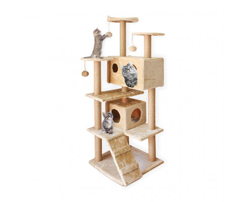 150cm Plush Cat Condo Cat Tree - Beige