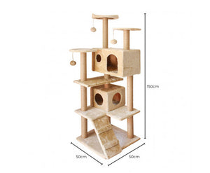 150cm Plush Cat Condo Cat Tree - Beige