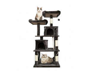 145cm Plush Cat Condo Cat Tree - Dark Grey