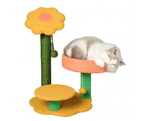 75cm Sunflower Plush Scratching Post Cat Tree