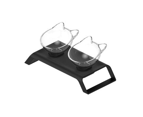 2x200ml Double Dinner Elevated Cat Bowl Stand