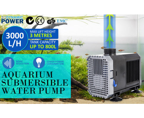 Dynamic Power Aquarium Submersible Water Pump 3000L/H 55W 3m Pond