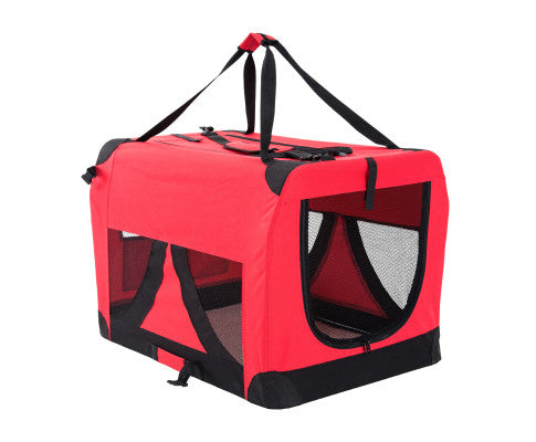 EXTRA LARGE PORTABLE DOG CRATE CARRIER - RED