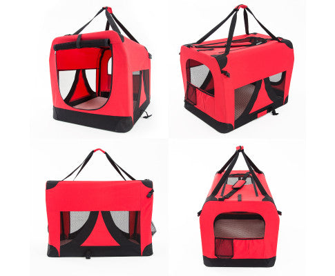EXTRA LARGE PORTABLE DOG CRATE CARRIER - RED