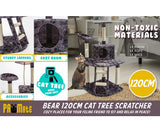 120cm Cat Scratching Post / Tree / Pole - Grey Paw Print