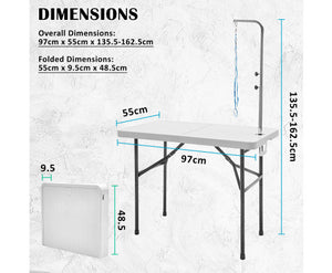 97cm Adjustable Pet Grooming Table - White