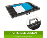 FOLDABLE DOG CRATE WITH TRAY + BLUE COVER