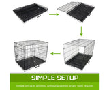 FOLDABLE DOG CRATE WITH TRAY + BLUE COVER