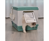 XL Foldable Cat Litter Box with Handle and Scoop - Green