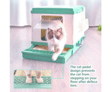 XL Foldable Cat Litter Box with Handle and Scoop - Green