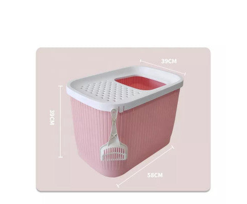 XXL Top Entry Cat Litter Box Kitty Tray - Pink