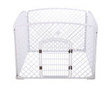 4 Panels Foldable Plastic Dog Fence With Gate - White