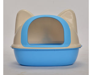 Medium Hooded Cat Litter Box House With Scoop - Blue