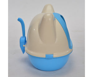 Medium Hooded Cat Litter Box House With Scoop - Blue