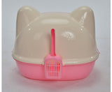 Medium Hooded Cat Litter Box House With Scoop - Pink