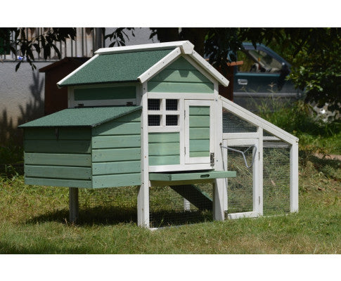 Small Chicken coop with nesting box for 2 Chickens / Rabbit Hutch - Green