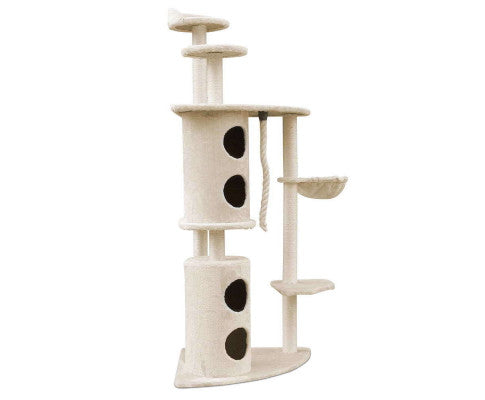 170cm XL Multi Level Cat Scratching Tower Beige Direct To Pet