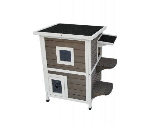 Rainproof 2 Story Cat Condo with Escape Door