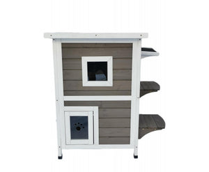 Rainproof 2 Story Cat Condo with Escape Door