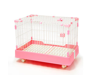 Large Pet Cage With Potty Pad And Wheel - Pink
