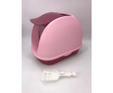 Portable Hooded Cat Litter Box with Handle and Scoop - Pink