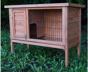 Single Wooden Rabbit Hutch with Slide out Tray