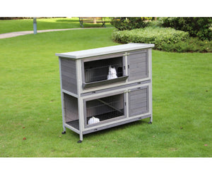 110cm XL Double Storey Rabbit Hutch With Wheel & Pull Out Tray