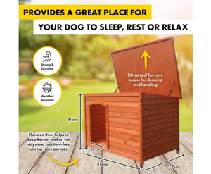 116cm Weather Resistant Timber Elevated Dog Kennel