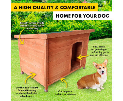 116cm Weather Resistant Timber Elevated Dog Kennel