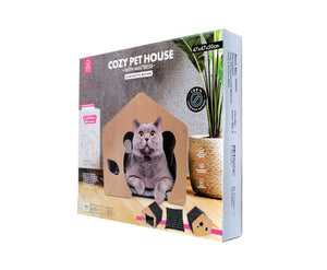 Cozy Cat House with Mattress  - Mouse Silhouette Design