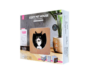 Cozy Pet House with Mattress -  Cat Silhouette Design