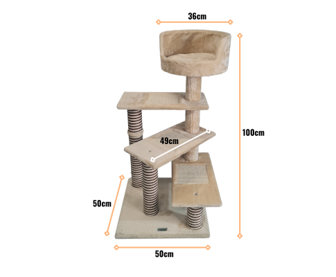 100cm Multi Level Cat Scratching Tree - Beige