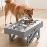 Adjustable Dog & Cat Feeder Bowl Stand - Grey