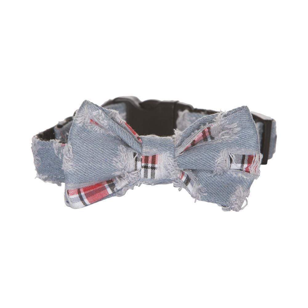 BOW TIE DOG COLLAR - DENIM