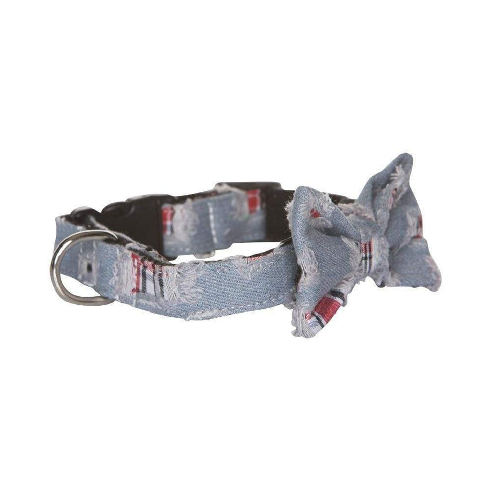 BOW TIE DOG COLLAR - DENIM