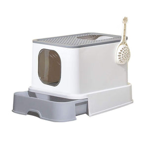 Cat Litter Box With Extended Basin & Odour Control