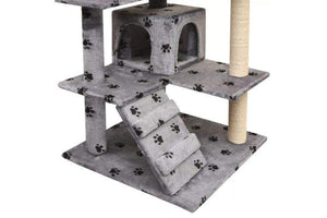 Cat Scratching Post Specialists | Cat Scratcher Trees & Poles 125cm Cat Scratching Post / Tree / Pole - Paws Print Grey