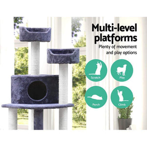 Cat Scratching Post Specialists | Cat Scratcher Trees & Poles 126cm Multi Level Cat Scratching Post / Tree / Pole - Grey