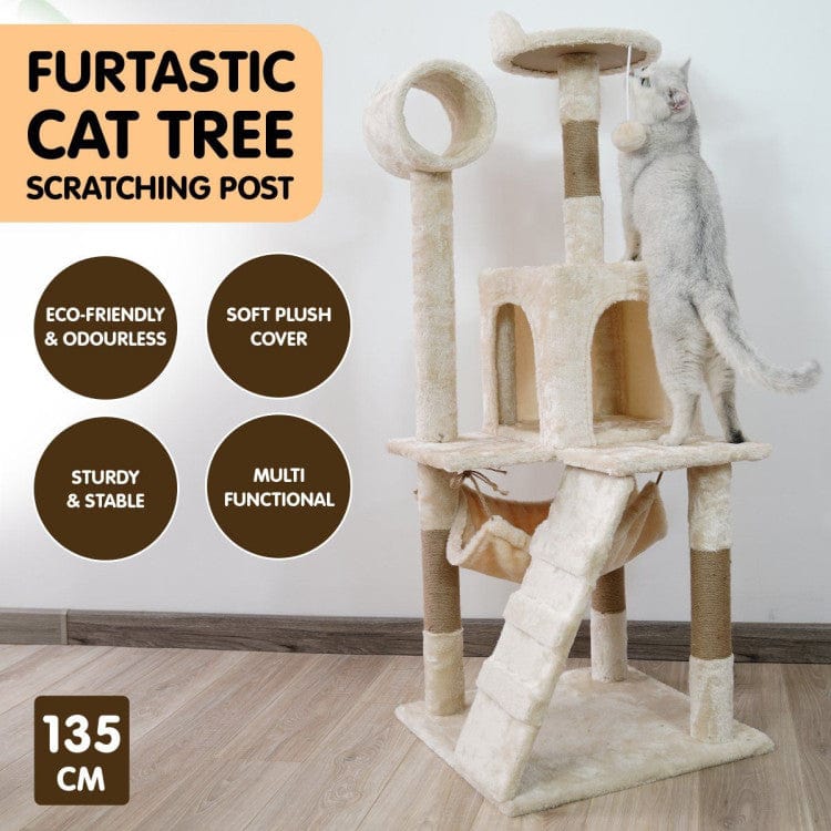 Cat Scratching Post Specialists | Cat Scratcher Trees & Poles 135CM CAT TREE SCRATCHING POST - BEIGE
