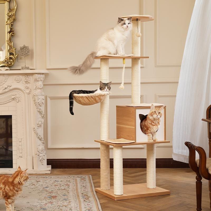 Cat Scratching Post Specialists | Cat Scratcher Trees & Poles 166cm Multi Level Cat Scratching Post / Tree / Pole - Wood