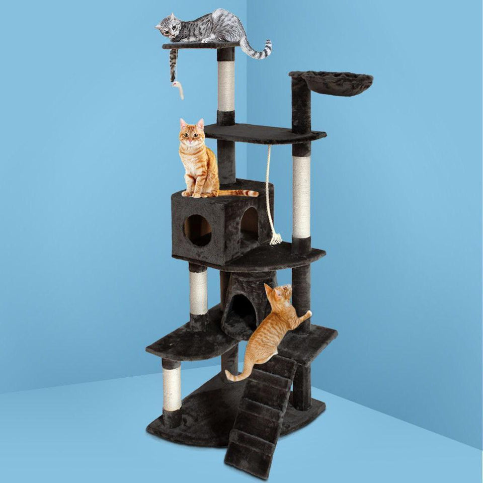 Cat Scratching Post Specialists | Cat Scratcher Trees & Poles 193cm Multi Level Cat Scratching Post / Tree / Pole - Grey