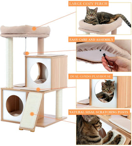 Cat Scratching Post Specialists | Cat Scratcher Trees & Poles 86cm Cat Scratching Post / Tree / Pole - Beige & Wood